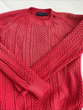 Polo by Ralph Lauren Women's Cable Knit Sweater in Bright Red